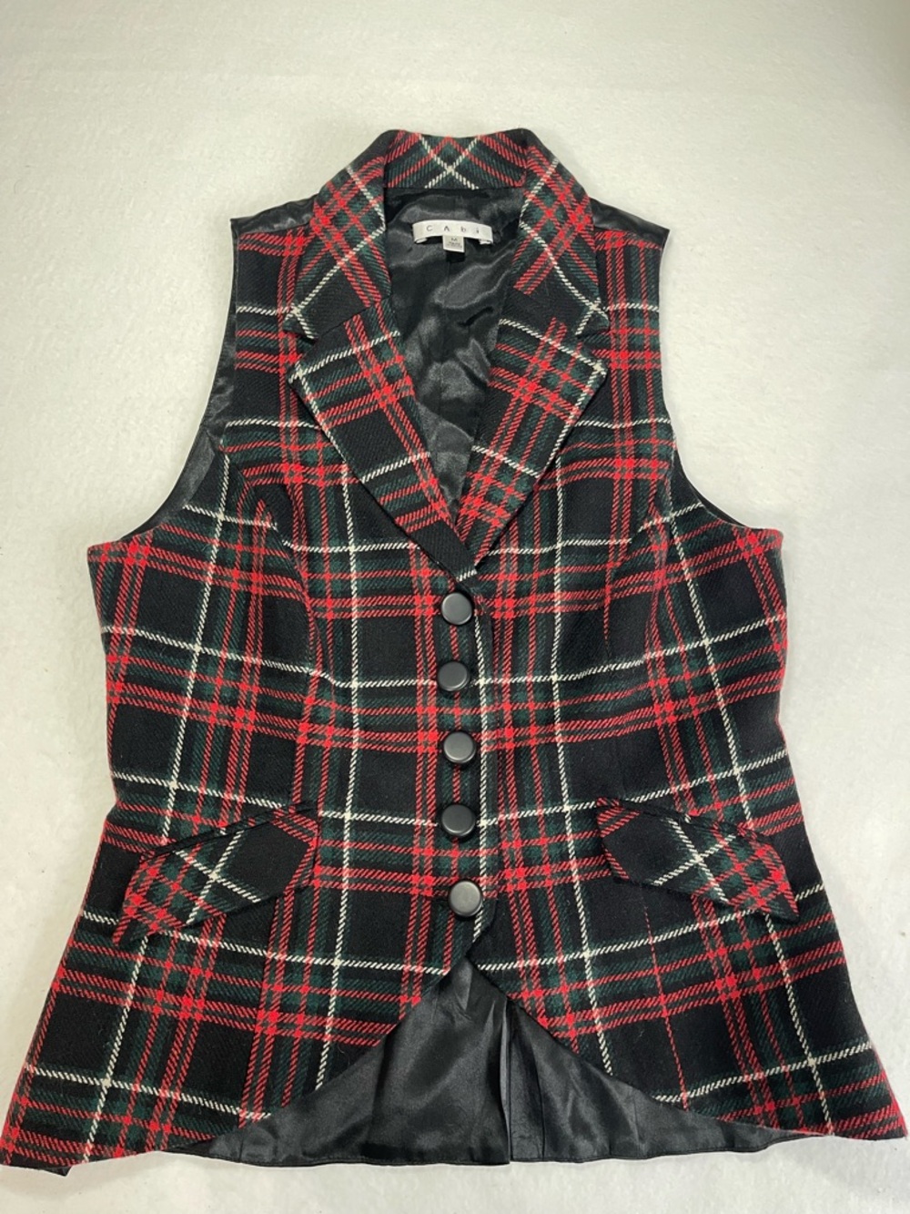 CAbi red plaid vest medium